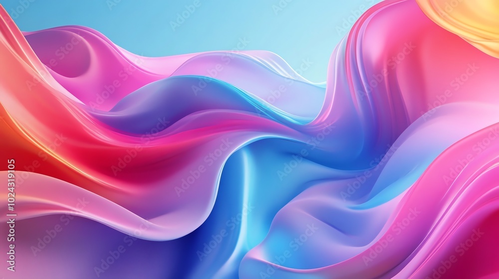Abstract colorful waves on a light blue background. Abstract colorful waves on a light blue background.