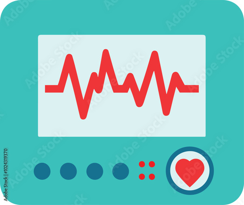 Heart rate monitor vector icon illustration. Flat Cartoon Style.