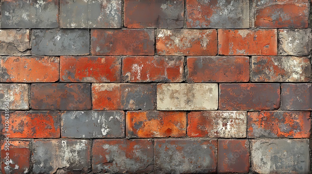 Weathered Brick Wall with Red, Gray, and White Bricks Weathered Brick Wall with Red, Gray, and White Bricks