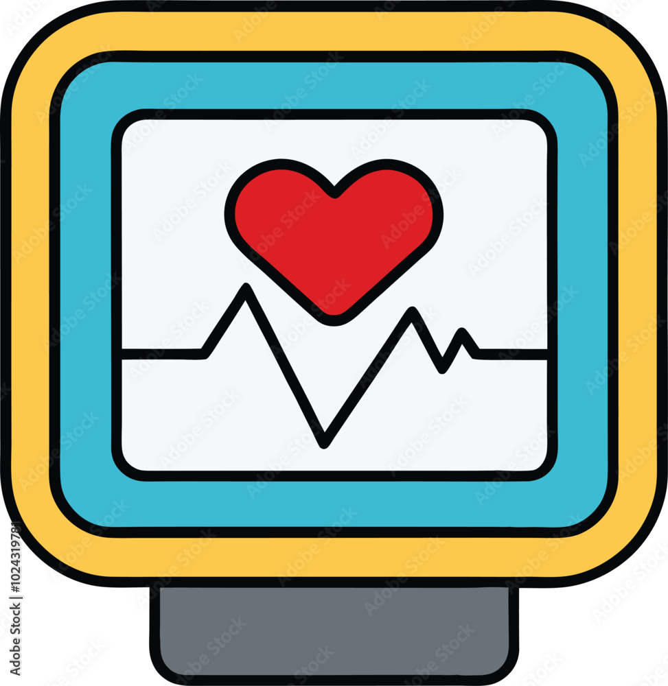 Heart rate monitor vector icon illustration. Flat Cartoon Style. Heart rate monitor vector icon illustration. Flat Cartoon Style.