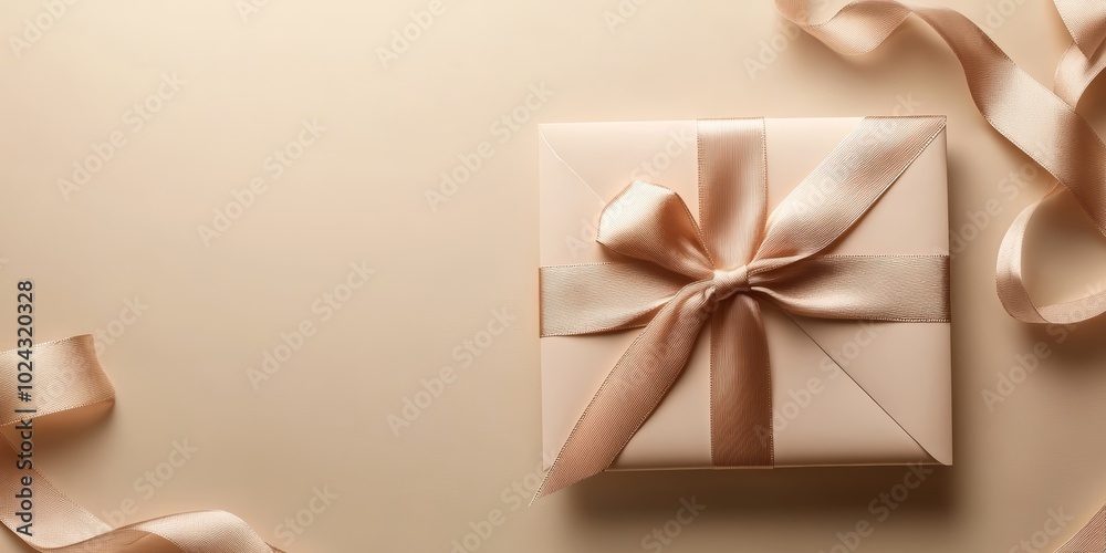 Elegant gift wrapped in soft beige with a satin ribbon, perfect for any occasion. Elegant gift wrapped in soft beige with a satin ribbon, perfect for any occasion.