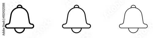 Bell icon in tree different line stroke sizes.