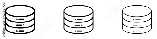 Database icon in tree different line stroke sizes.