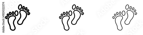 Foot icon in tree different line stroke sizes.