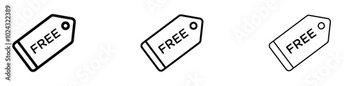 Free tag icon in tree different line stroke sizes.