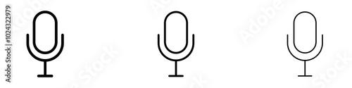 Microphone icon in tree different line stroke sizes. photo