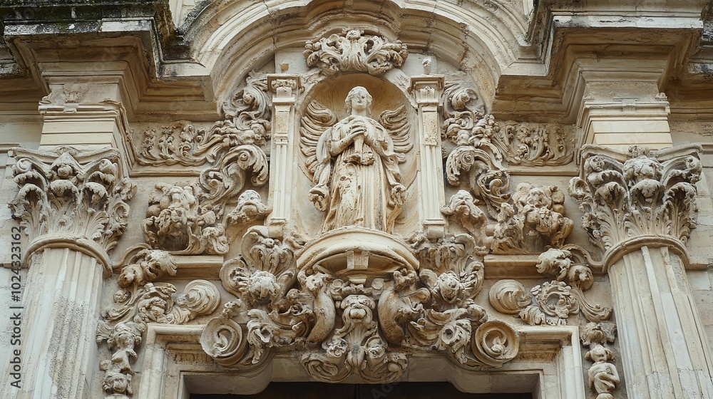 Ornate Architectural Detail with a Carved Angel