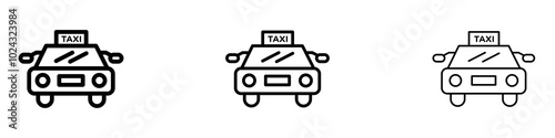 Taxi icon in tree different line stroke sizes.