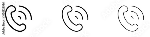 Telephone icon in tree different line stroke sizes.