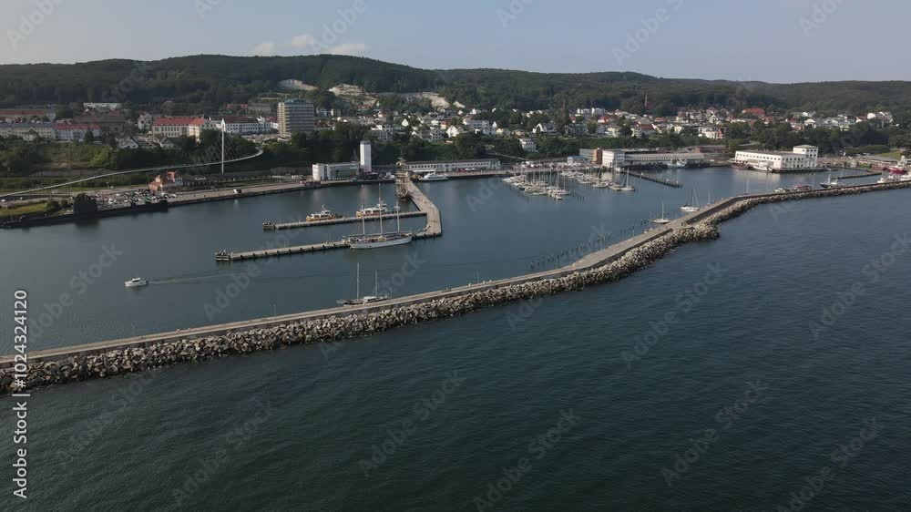 Rügen Island Sassnitz City from top with the port at the foreground Rügen Island Sassnitz City from top with the port at the foreground