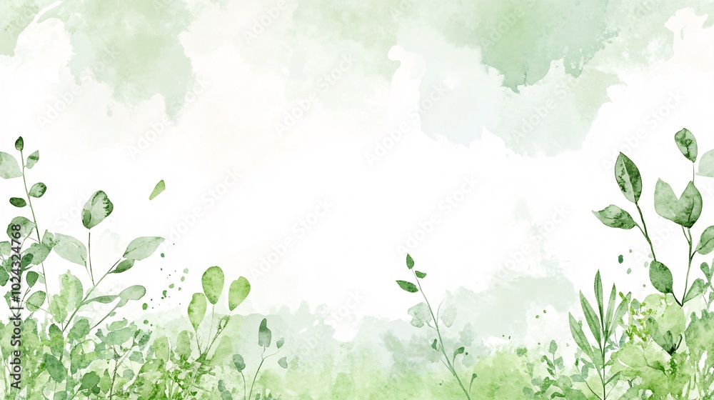 Artistic strokes of light green watercolor blended with gentle splashes, giving a natural and creative vibe Artistic strokes of light green watercolor blended with gentle splashes, giving a natural and creative vibe