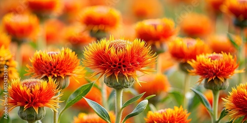 A vibrant field of delicate orange wildflowers, each bloom a miniature sun bursting with light and life.