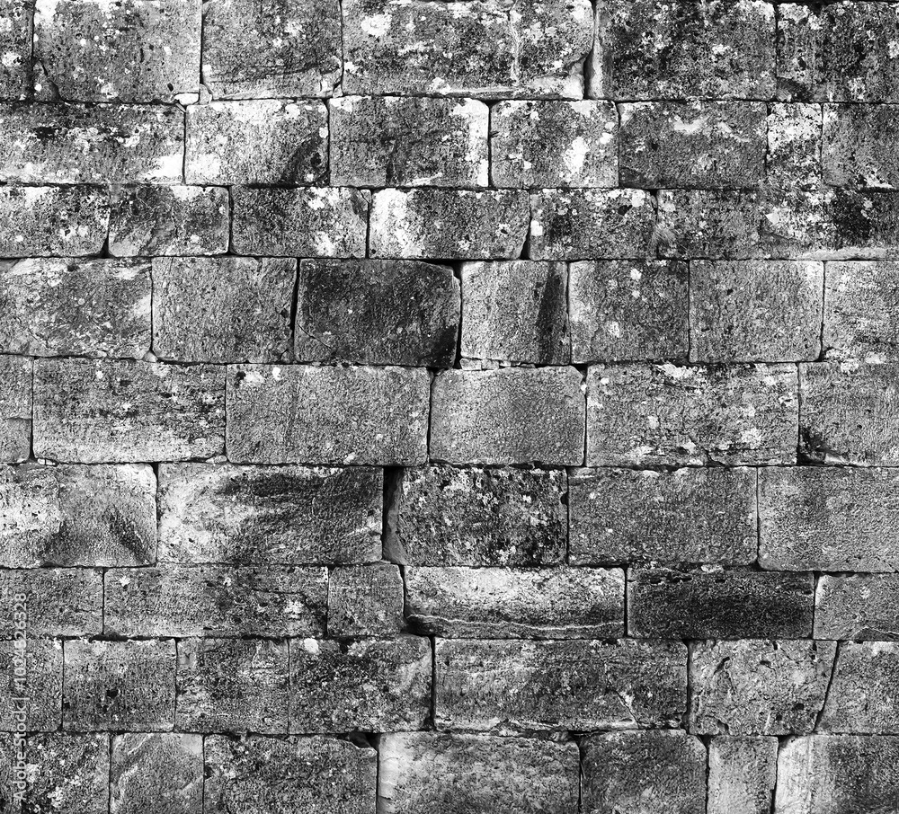 Wall Ancient Stone Closeup Black White Textured Weathered Architecture Wall Ancient Stone Closeup Black White Textured Weathered Architecture