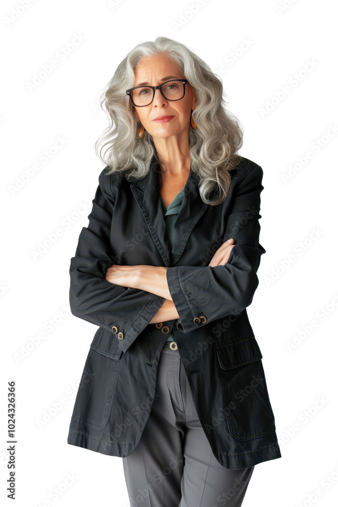 Elegant Mature Woman in Black Coat Elegant Mature Woman in Black Coat