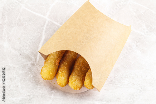 Breaded cheese sticks snack appetizer photo