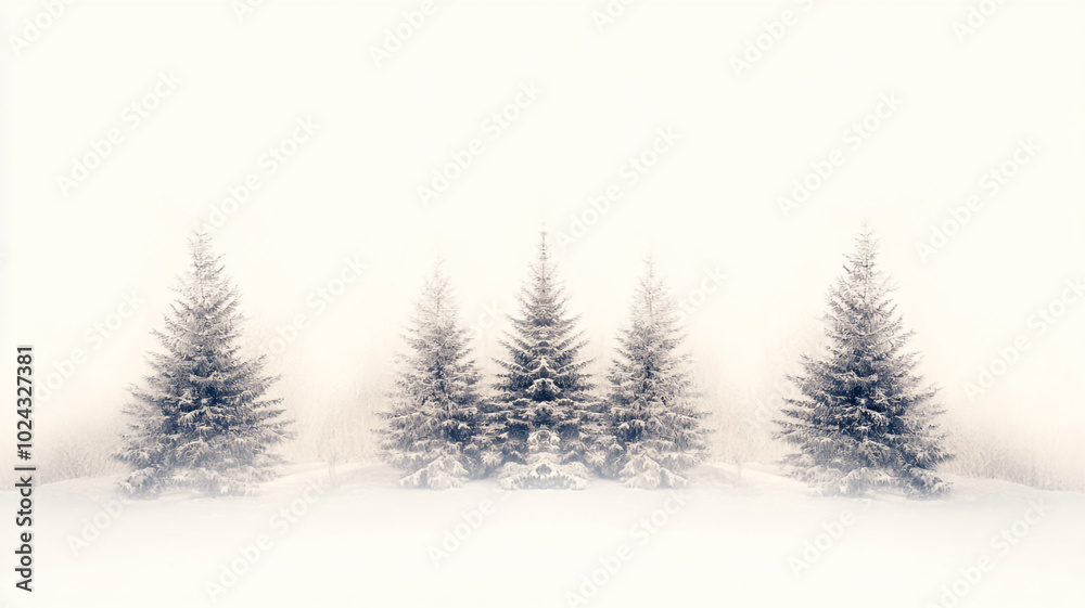 Naklejka premium Winter wonderland with snow-covered trees on Christmas Day