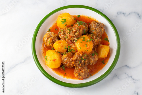 Acem meatballs are a local dish from Van province. Turkish name; Acem koftesi photo