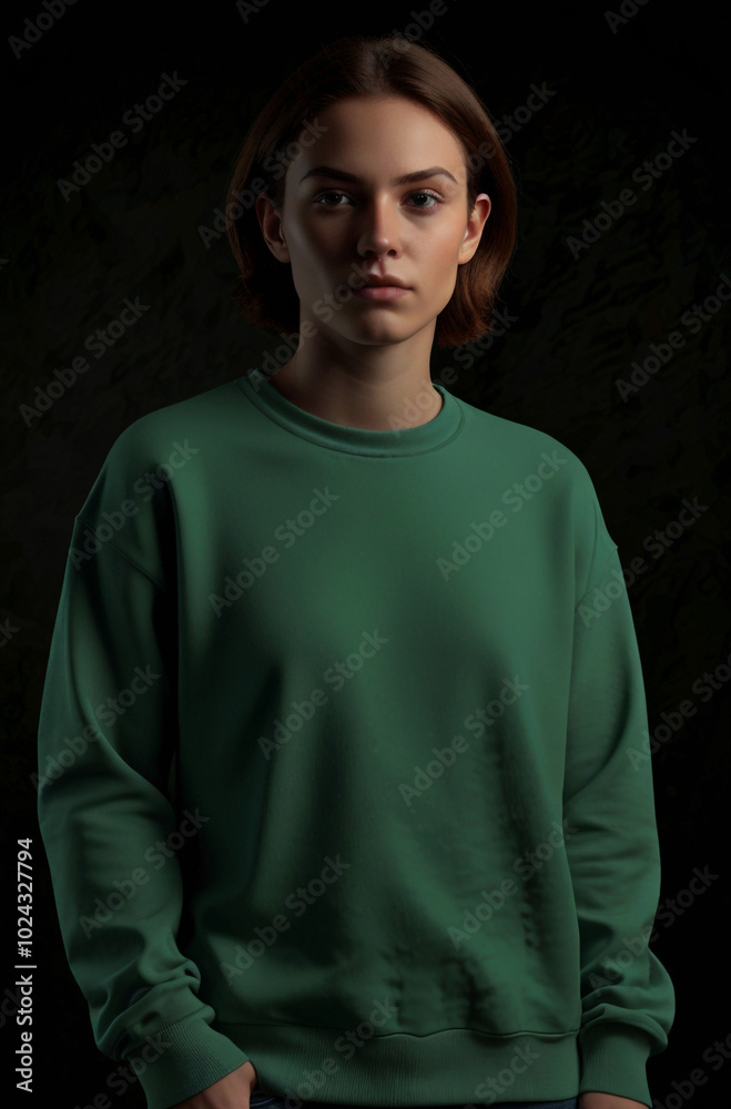 Blank green sweatshirt in front and back view Blank green sweatshirt in front and back view