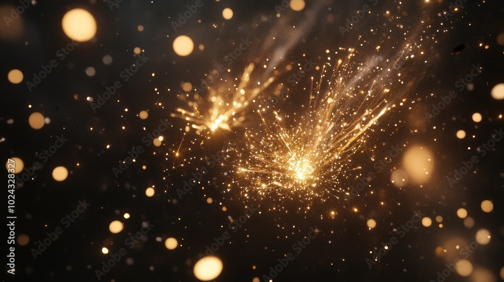 Obraz premium A close-up of fireworks bursting in the night sky, symbolizing the excitement and celebration of Diwali.