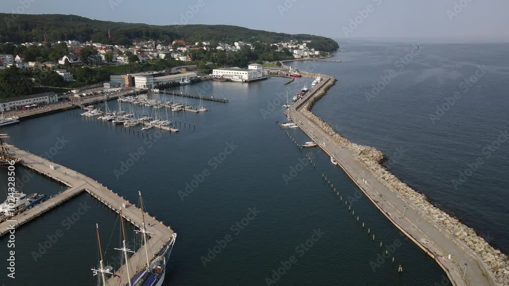 Rügen Island Sassnitz City from top with the port at the foreground Rügen Island Sassnitz City from top with the port at the foreground
