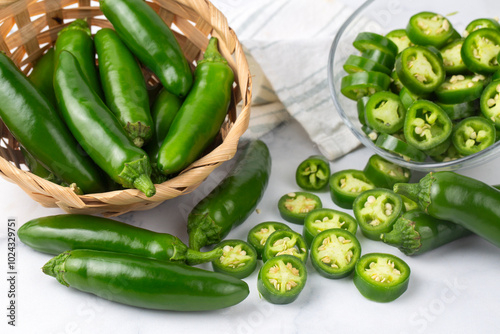 Sliced jalapeno pepper in w...