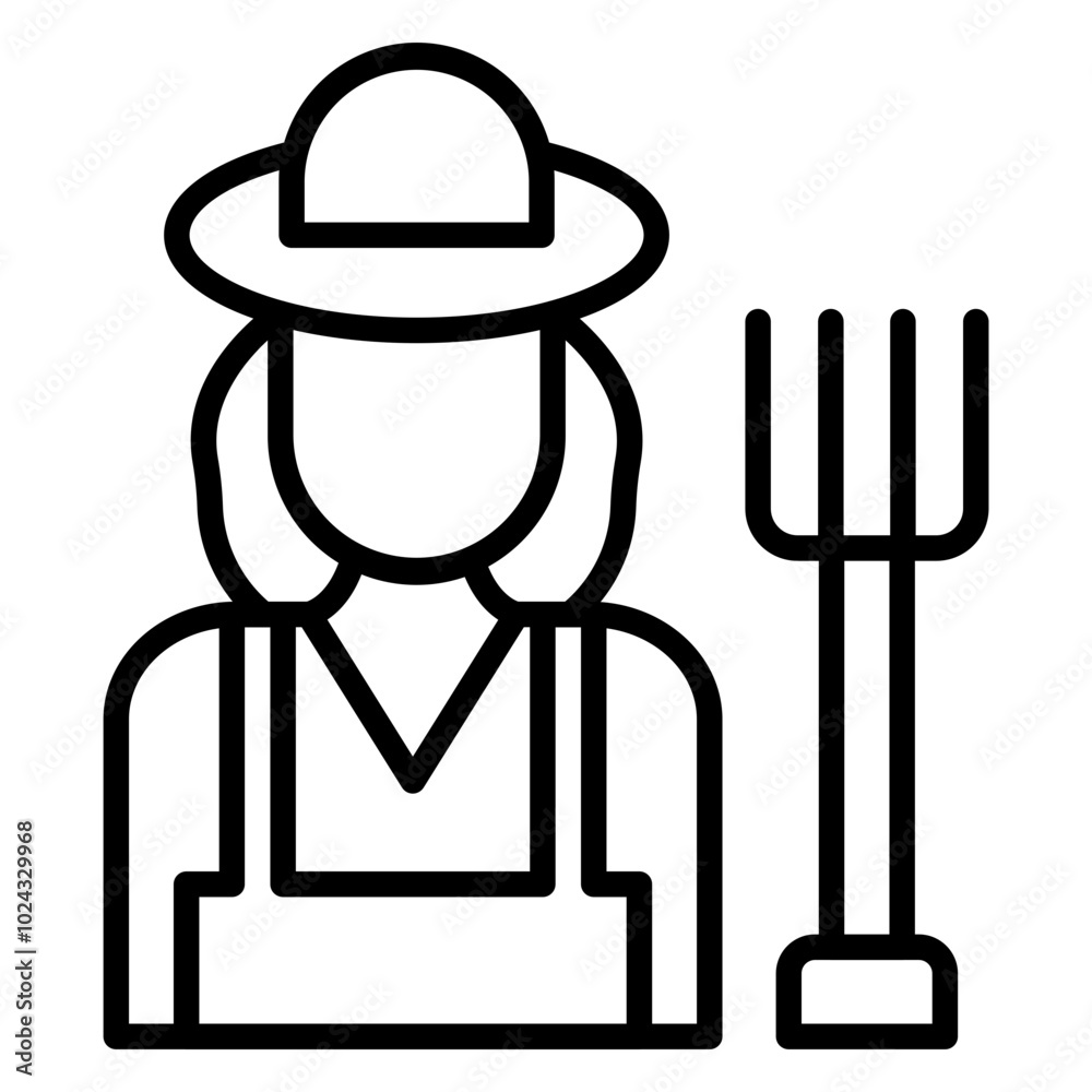 Woman Farmer Vector Icon Style Woman Farmer Vector Icon Style