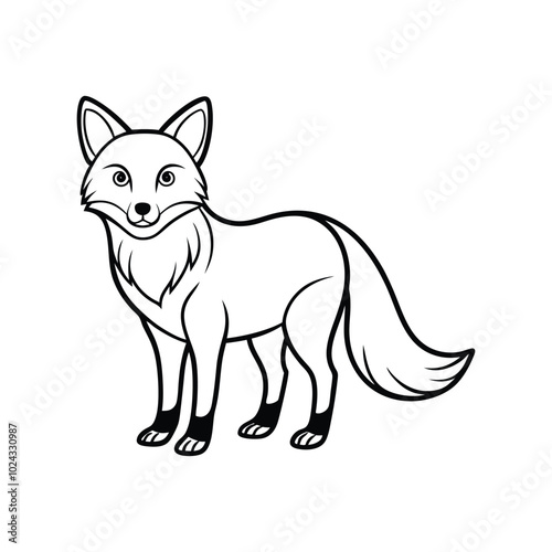 fox cartoon isolated on white, Vector illustration of wolf isolated on white background. For kids coloring book.