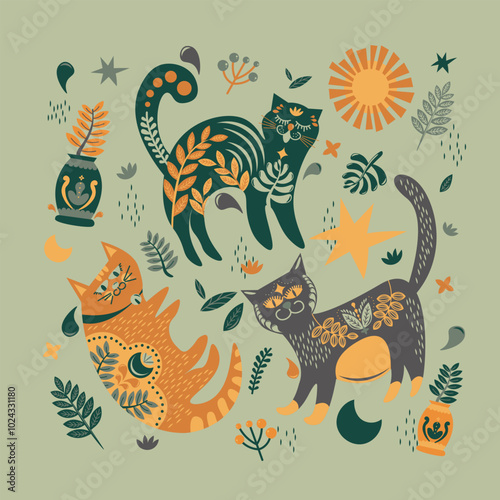 Folk Art Animal Design Element