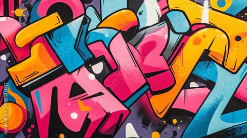 Wallpaper Mural Abstract Graffiti Art with Vibrant Colors and Geometric Shapes Torontodigital.ca