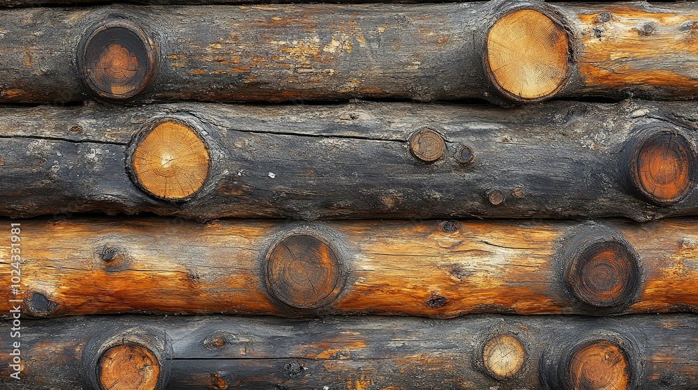 Weathered Logs Stacked Horizontally Weathered Logs Stacked Horizontally