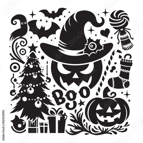  Halloween clip art assortment including jack-o'-lanterns, cobwebs, and playful ghosts for festive designs.