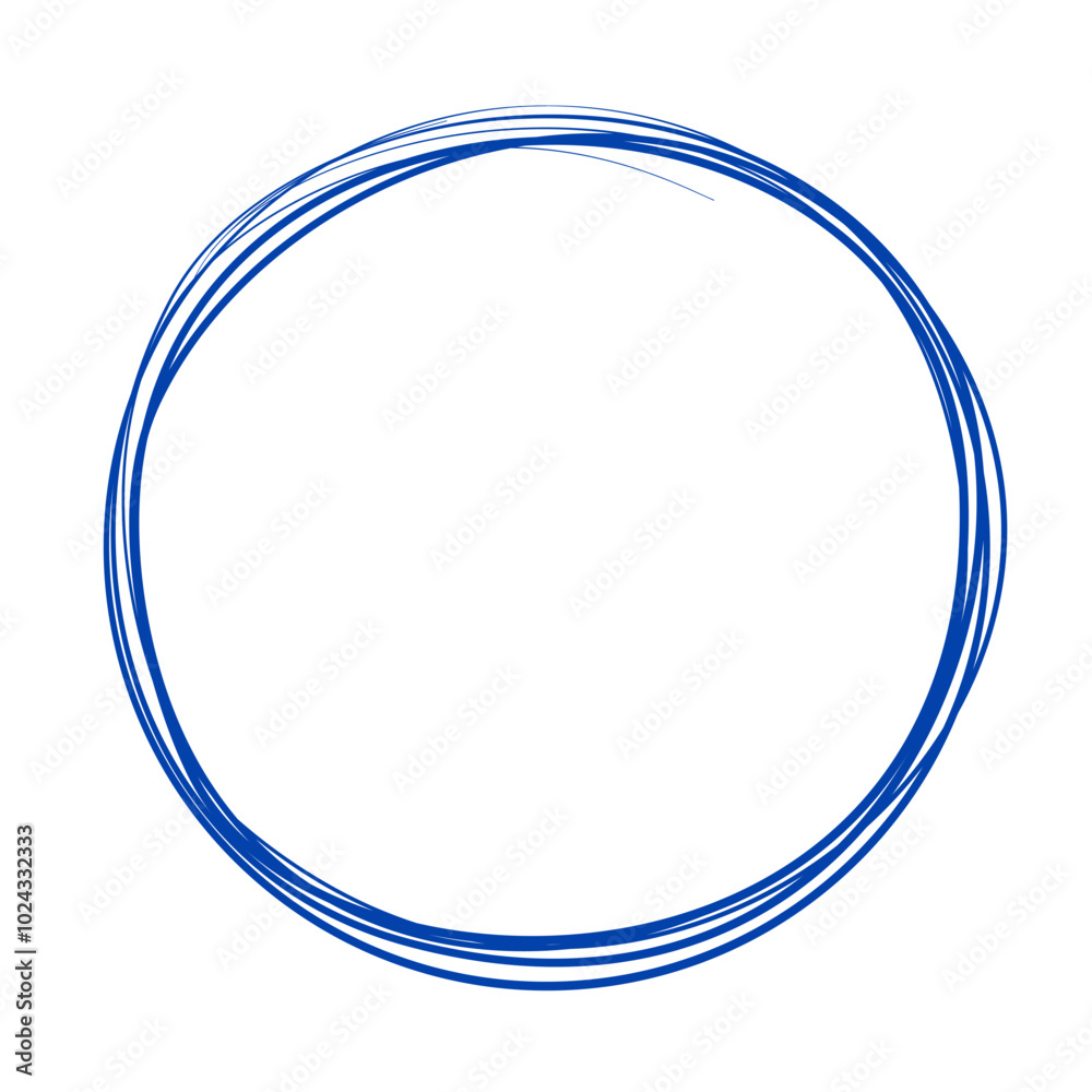 Navy blue circle line hand drawn Navy blue circle line hand drawn