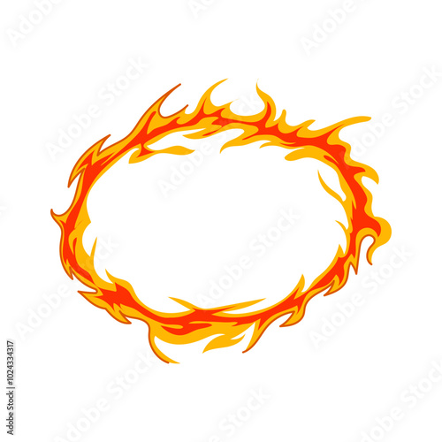heat circle fire cartoon. burn inferno, smoke ignition, spark wild heat circle fire sign. isolated symbol vector illustration