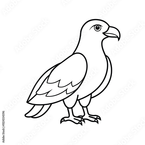 simple line art of an eagle illustration isolated on white background 