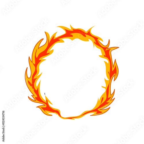 burn circle fire cartoon. inferno smoke, ignition spark, wild bon burn circle fire sign. isolated symbol vector illustration