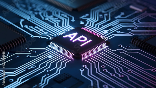 API microchip, Application Programming Interface, Business, modern technology, API chip on a cricuit board photo