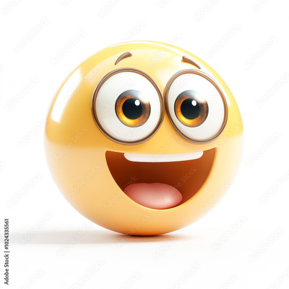 Grinning face with big eyes 3d emoji isolated on white background Grinning face with big eyes 3d emoji isolated on white background
