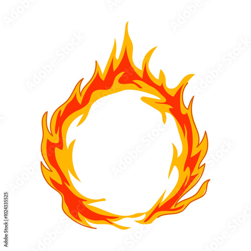 inferno circle fire cartoon. smoke ignition, spark wild, bon conflagration inferno circle fire sign. isolated symbol vector illustration