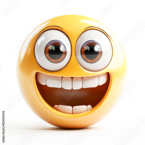 Grinning face with big eyes 3d emoji isolated on white background photo