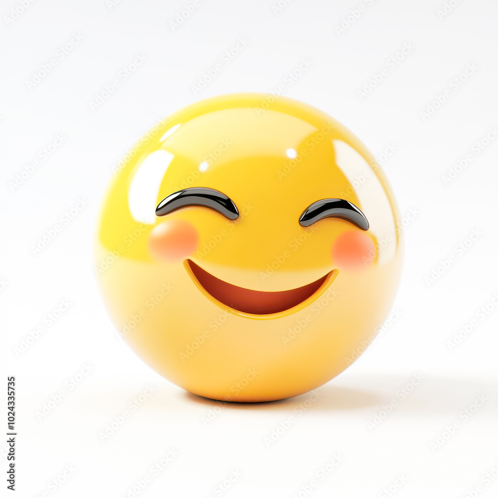 Fototapeta premium Grinning squinting face 3d emoji isolated on white background