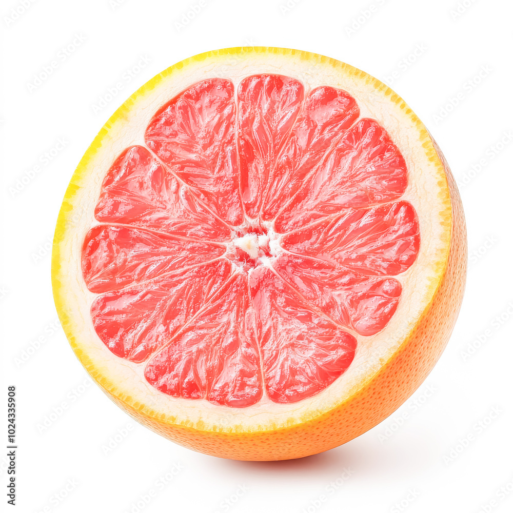 Half pink grapefruit isolated on white Half pink grapefruit isolated on white