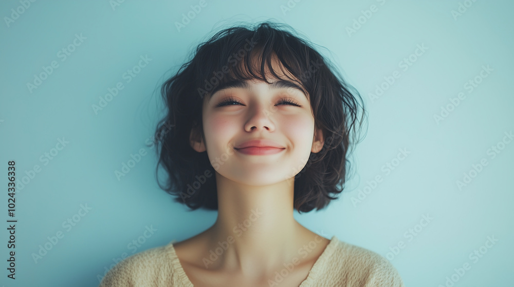 Beautiful Asian Black hair Portrait of Pure Happiness Beautiful Asian Black hair Portrait of Pure Happiness