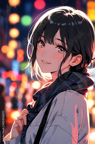Anime Girl Kyoto Night