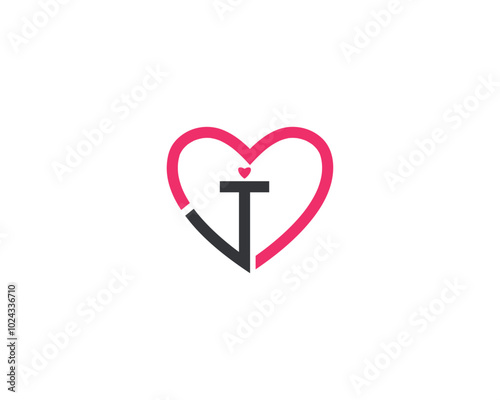 creative letter MJ or JM logo in heart shape