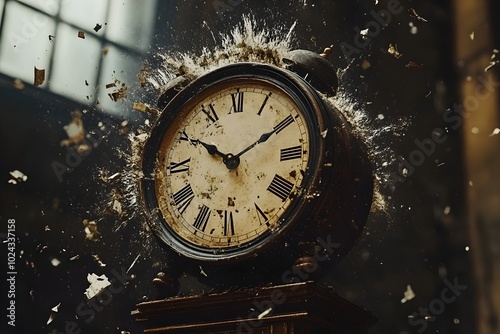 Wallpaper Mural Vintage Clock with Spinning Hands Symbolizing Chaotic Market Crash in Documentary Style Torontodigital.ca