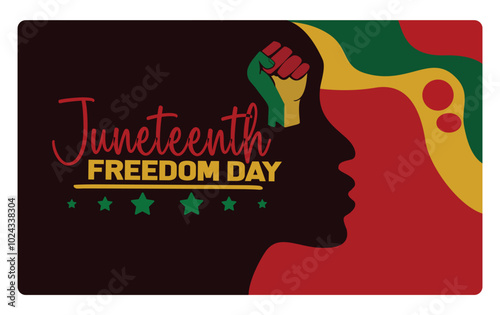 Freedom or emancipation day in America. Celebrated every June 19. Juneteenth concept. Flat vector illustration.