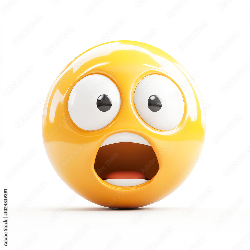 Upside-down face, 3D emoji isolated on white background, front view, emoji style, inflate style Upside-down face, 3D emoji isolated on white background, front view, emoji style, inflate style