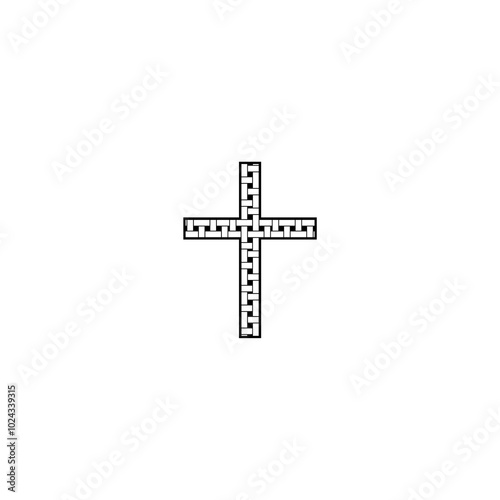 Cross of christian crucifix. Icon of christian cross isolated on white background