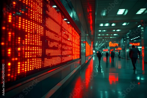 Red Flashing Alarm Lights on Digital Board Signaling Market Crash as Traders Flee in Documentary