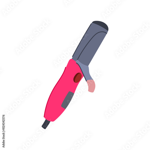 style curling iron cartoon. waves curls, heat ceramic, salon volume style curling iron sign. isolated symbol vector illustration